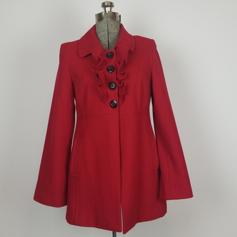 Old Navy Red Wool Pea Coat